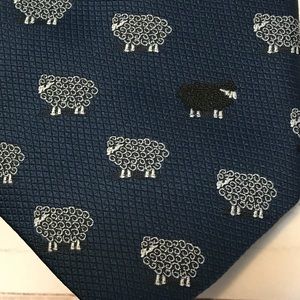Men’s Black Sheep Necktie Tie Blue White Sander